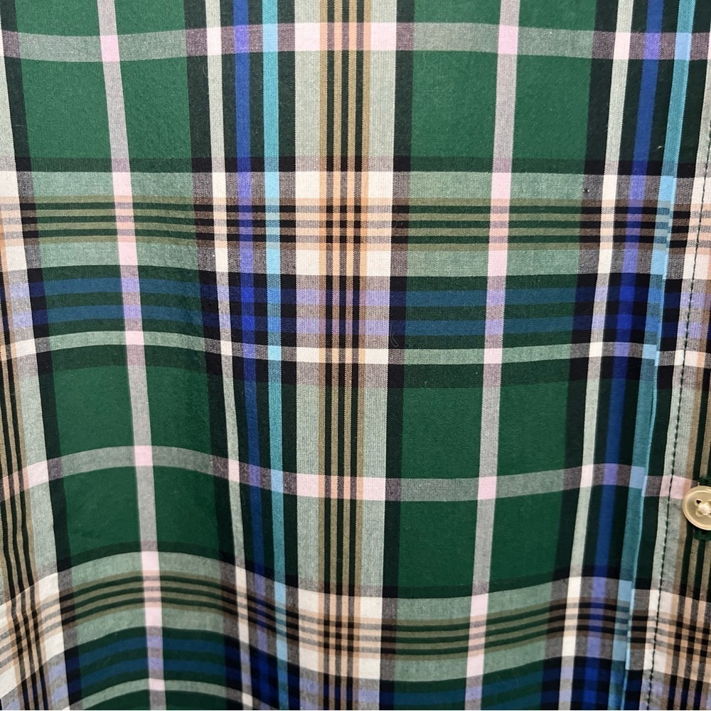 NWT! J. Crew Women’s Green Blue Plaid Button Shirt Sz2 Pocket Collared Cotton - Picture 6 of 14